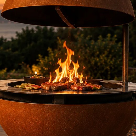 VULCANO, detalle del fuego y el acero corten